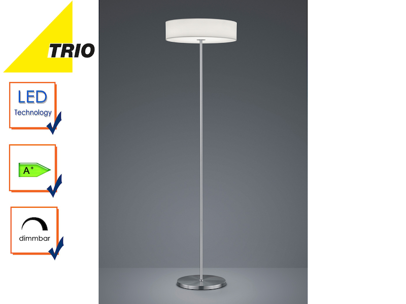 Trio LED Deckenleuchte dimmbar LUGANO 40cm Stoffschirm grau Lampe Flur Wohnraum