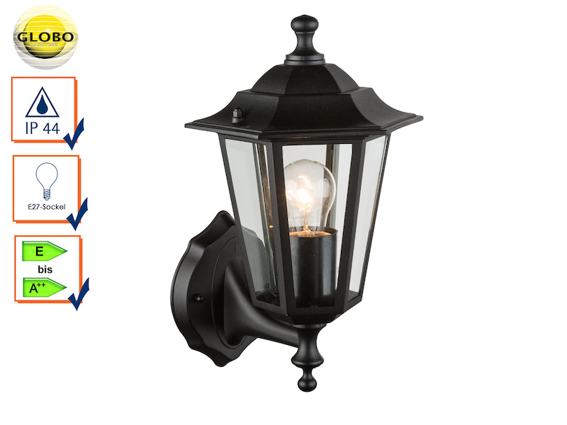 schwarz Aussenlampe Laterne Wandleuchte Außenleuchte Metall
