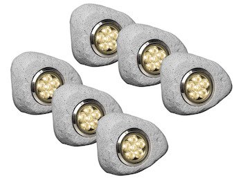 6er Set LED Gartenleuchten Stein / meine-wunschleuchte.de