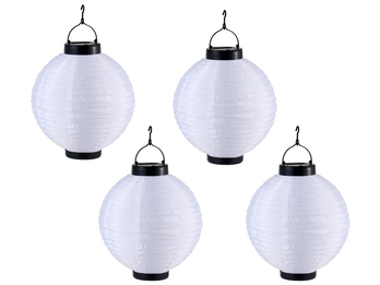 4er Set LED Solarleuchten Lampion weiß, Gartenlampen zum Aufhängen Ø 25,5cm