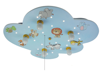 Fröhliche Wolkenlampe XXL Wilde Tiere Deckenleuchte mit LED Sternenhimmel