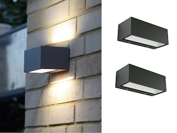 Hochwertige eckige LED Außenwandleuchten ALU Anthrazit Up and Down Lampen B.30cm