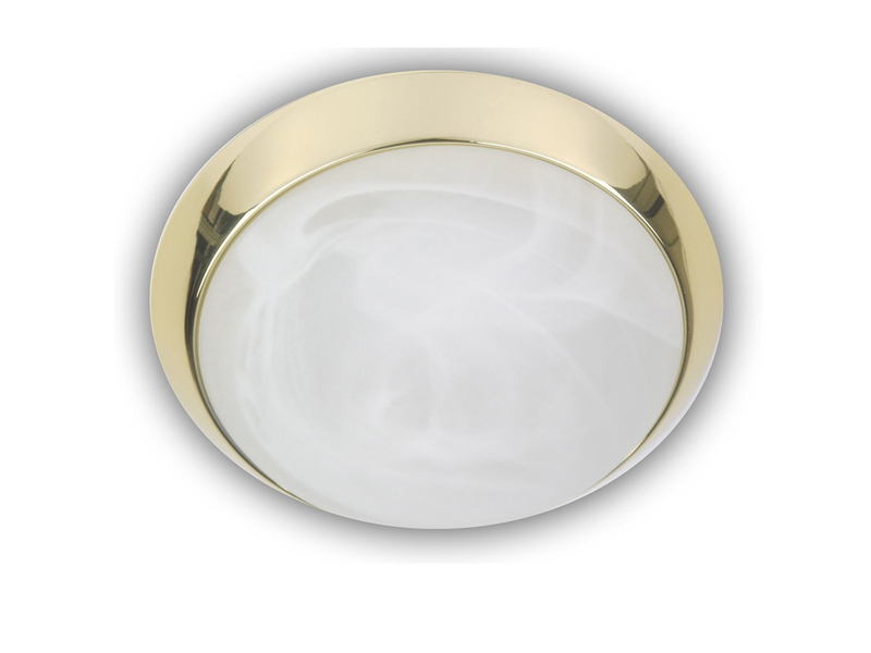 LED Deckenleuchte Glas Alabaster Dekorring Messing poliert / meine