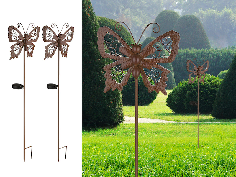 2er Set Led Schmetterling Solarlampen Gartendeko Bronze Meine Wunschleuchte De