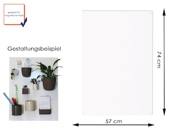 Magnettafel Metall in Weiß, 74 x 57 cm- für Magnetische Töpfe als Wandgestaltung