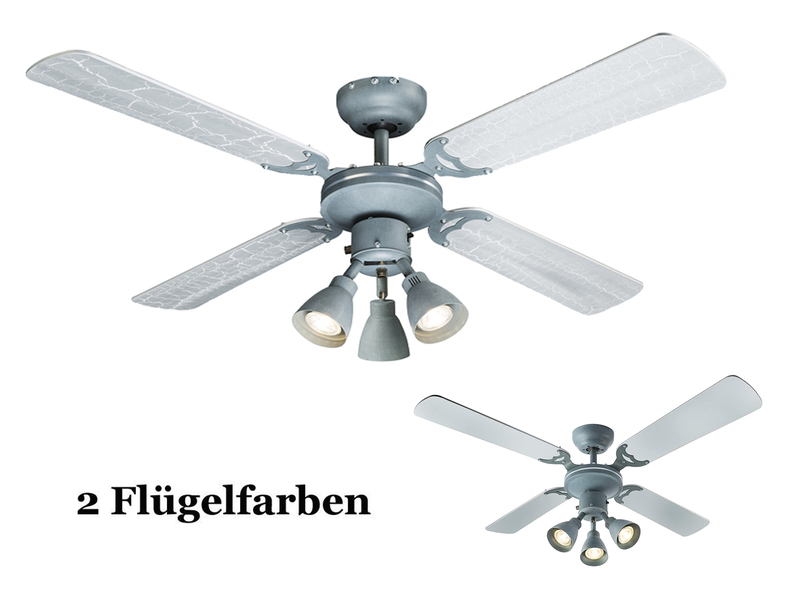 Deckenventilator mit Licht und Zugschalter, 2 Flügelfarben / meine