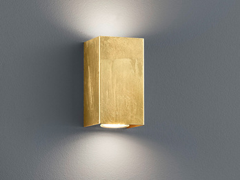Rechteckige Wandleuchte CLEO in gold foliert, up & down Strahler 16,5 x 8 cm