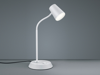 Flexible LED Schreibtischlampe in Weiß matt mit Touch-Dimmer - Leselampe