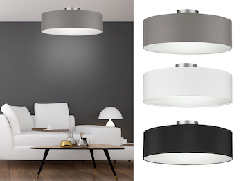 Deckenleuchte mit STOFF Lampenschirm in weiß / meine-wunschleuchte.de