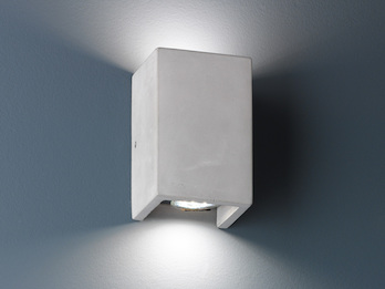 Rechteckige LED Wandleuchte aus Beton up & down, 15x10cm / meine