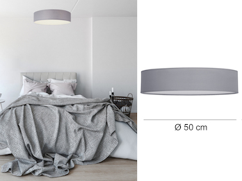 Zeitlose runde Deckenleuchte mit Stoffschirm in Grau Ø 50cm - CEILING DREAM