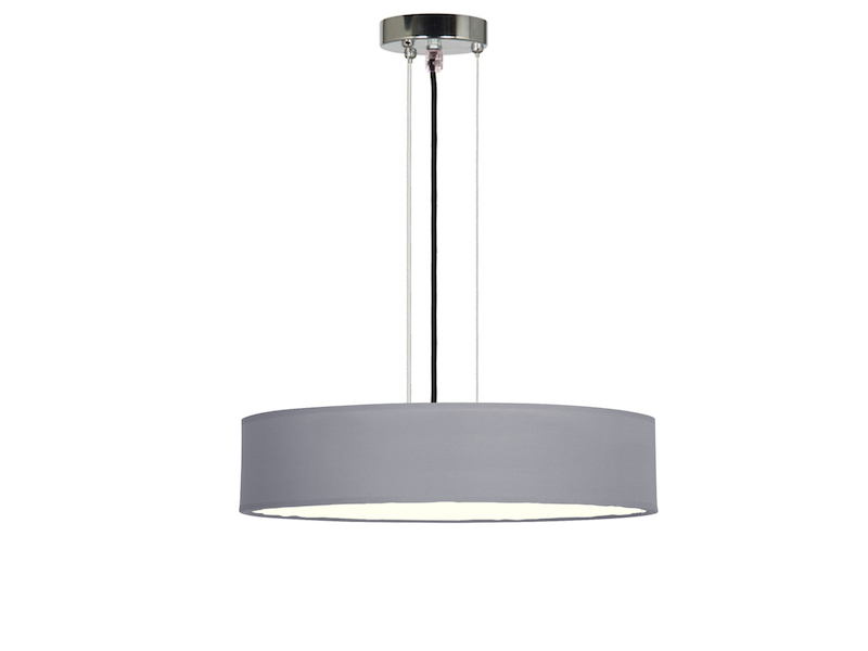 Runde Pendelleuchte Mit Stoffschirm – Grau, 30 Cm Ø, 2x E14, Dimmbar, 105 Cm Kabellänge