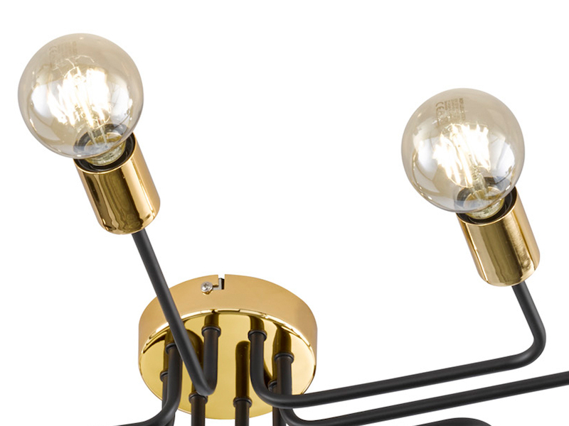 Vielseitige 8 flammige Deckenlampe in Schwarz /Gold / meine