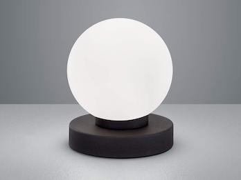 Tischleuchte PRINZ in Rost Glas Lampenschirm in Weiß dimmbar über Touch Sensor