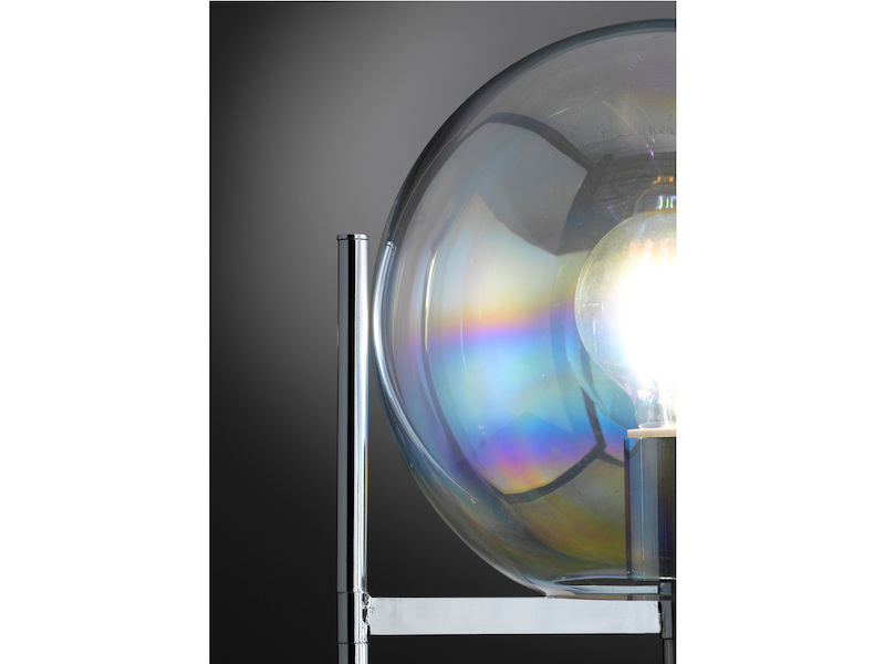 WOFI Tischleuchte Ronda E27 Tischlampe Chrom Glas transparent Schalter LED Kugel