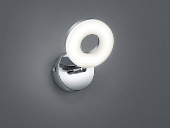 Schwenkbarer LED Ring Wandstrahler RENNES innen 1 flammig Metall Silber Chrom