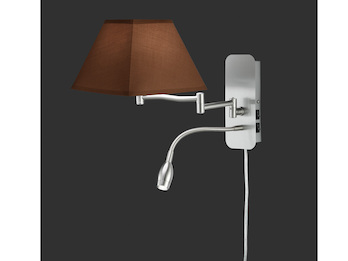 Wohnzimmerlampen Wandlampe mit Stoff Schirm braun Ø 20cm E14 /& LED Leselampe