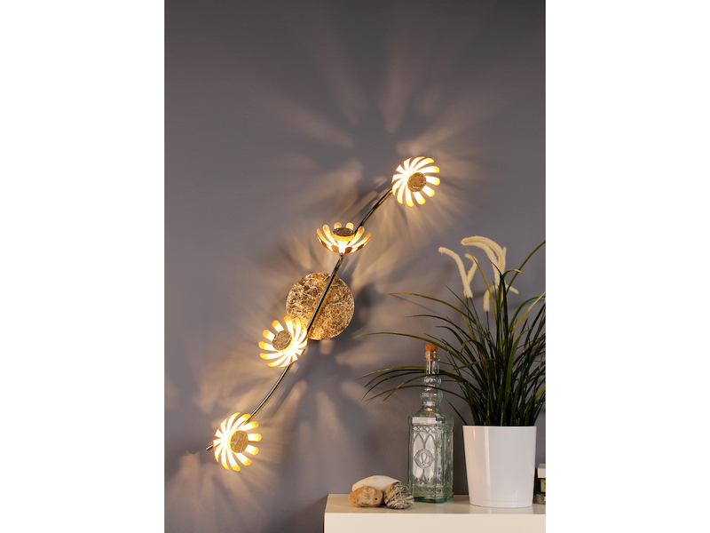 Schwenkbare Blumen Design Deckenlampe Aus Metall Blattgold Meine Wunschleuchte De