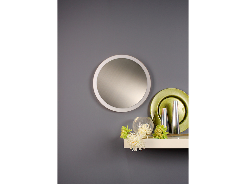 Wohnraumleuchten Design LED Wandleuchte 2er Set rund Ø 22cm Silberfarben 8Watt