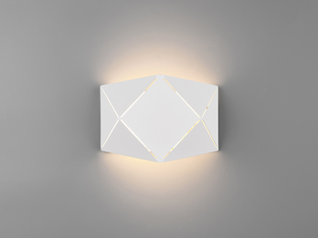 Kleine geometrische LED Wandlampe ZANDOR mit Lasercut Muster, weiß matt