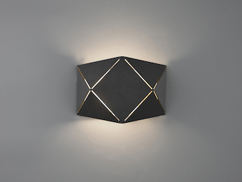 Kleine geometrische LED Wandlampe ZANDOR mit Lasercut Muster, schwarz matt