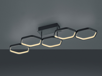 Futuristische Ring LED Deckenleuchte VIGO Anthrazit dimmbar 90cm lang
