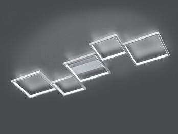 Längliche LED Deckenleuchte SORRENTO mit Switch Dimmer und Design in Silber