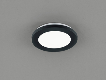 Dimmbare LED Deckenleuchte CAMILLUS flache Badezimmerlampe Ø17cm schwarz IP44