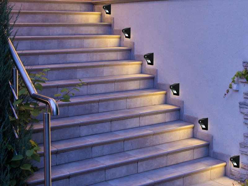 4//8 Solarleuchte LED Zaunleuchte Wandleuchte Wegbeleuchtung Garten Treppenlicht