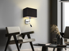 Wandleuchte CAIMA mit LED Leselampe & Stoffschirm Schwarz für Bett & Sofa