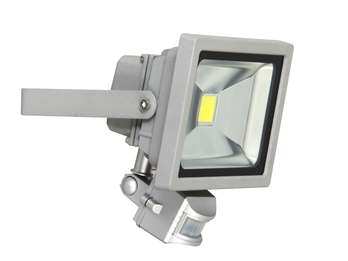 SMD-LED Fluter 20W, 8/120 Bewegungsmelder, 1200lm, IP67, kaltweiß, grau, Alu