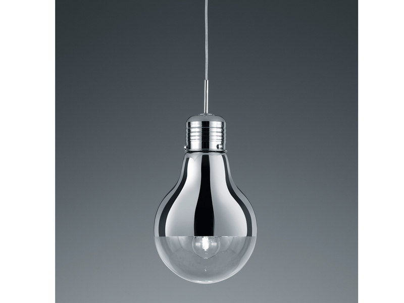 Glas verchromt//klar Trio Pendelleuchte GLÜHBIRNE E27 Ø 20cm Chrom