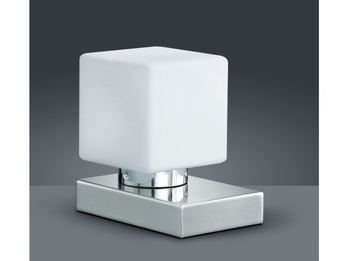 10 x 15cm E14 TRIO Tischlampe TOUCH-ME Glas weiß Nickel matt