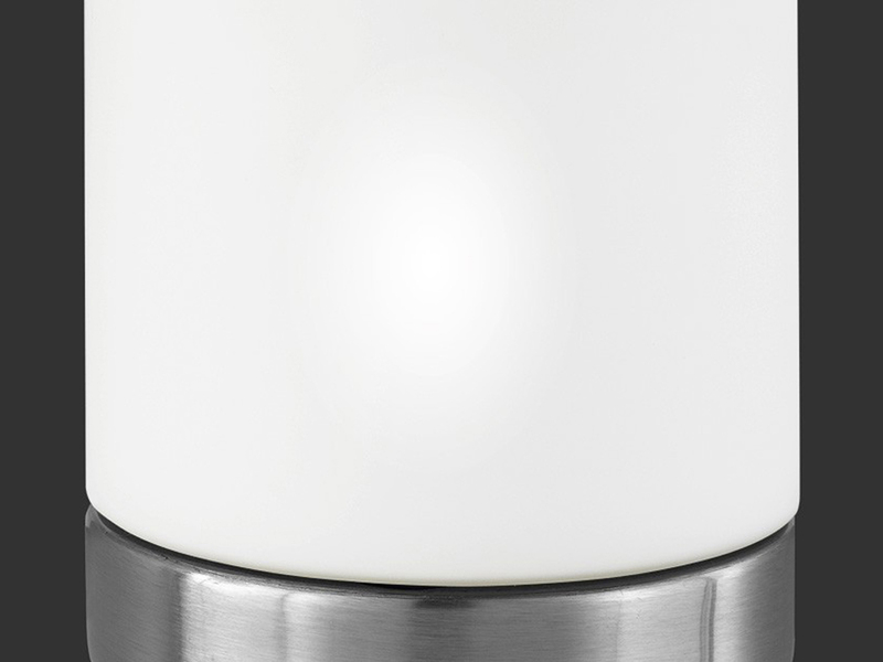 Nickel matt TRIO Tischlampe TOUCH-ME Glas opal weiß Ø 9cm E14