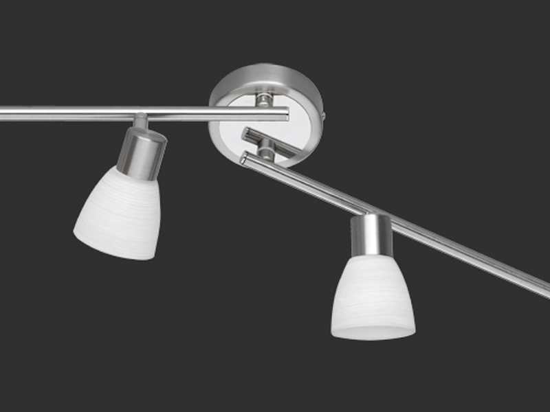 LED Deckenstrahler Spot CARICO Nickel matt Glas weiß Breite 150 cm