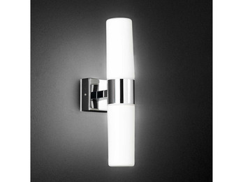 Klassische LED Wandlampe fürs Bad, 2-flammige Spiegelleuchte ARTUS Chrom / Glas
