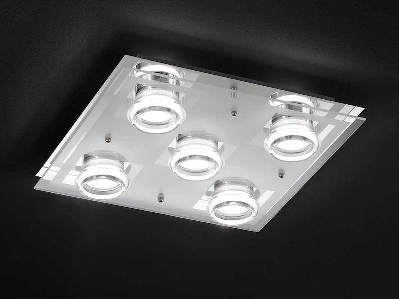 Glas Acrylglas LED Wandleuchte 13x13 cm Action by Wofi Chrom