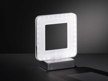 Geradlinige LED Tischleuchte NIC, Höhe 18cm, Chrom poliert / Acrylglas satiniert