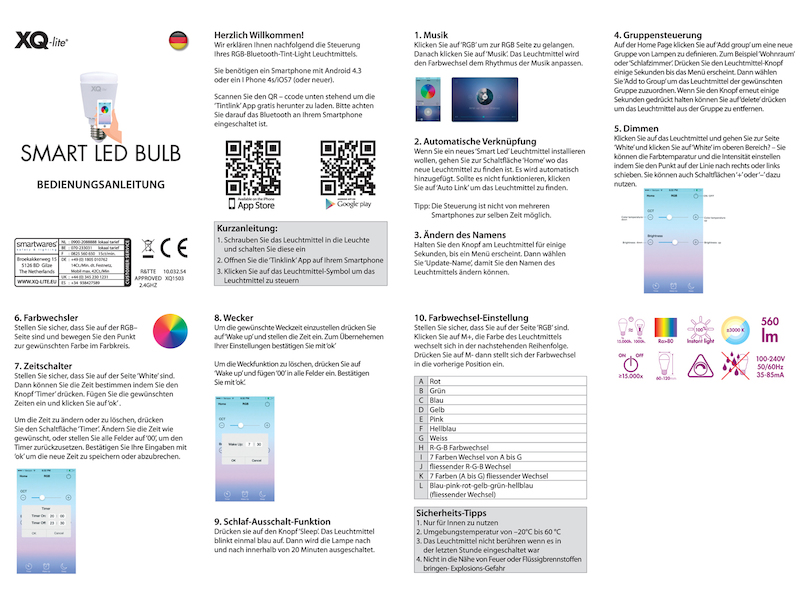 2er-Smart LED Bulb Glühbirne Bluetooth Farbwechsel Stimmungslicht App-Steuerung