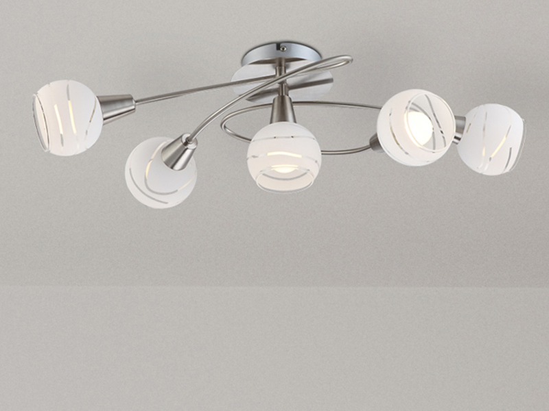 2x LED Deckenlampen Strahler 5flammig mit Glasschirmen Deckenleuchten Rondell