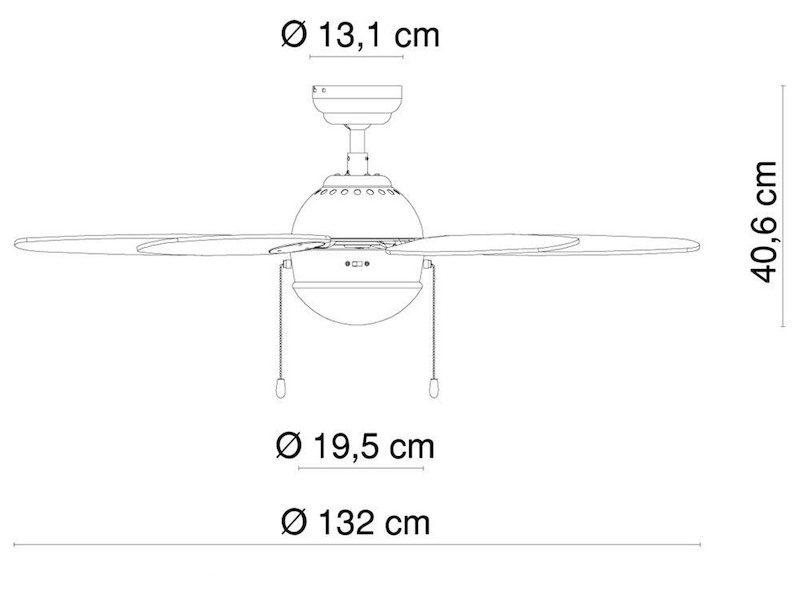 Deckenventilator mit Licht und Zugschalter / meine-wunschleuchte.de