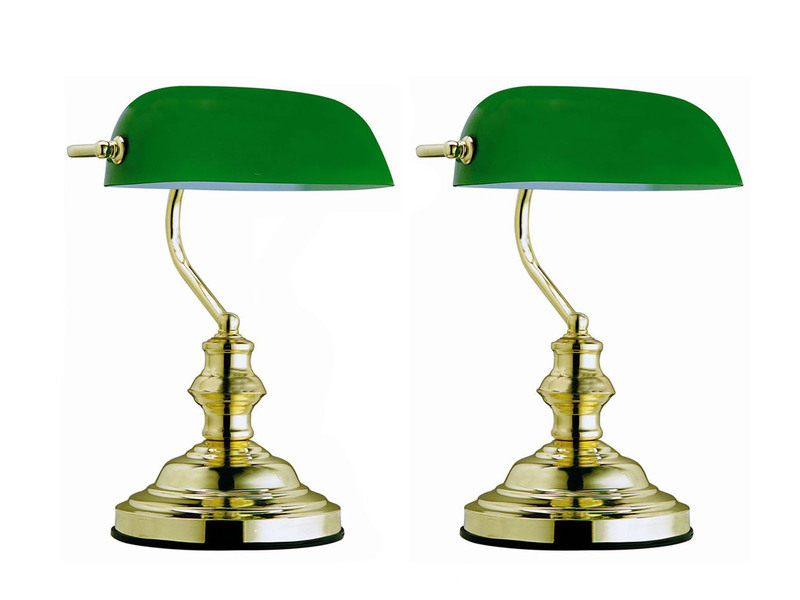2er Set Messing Tischleuchten Glasschirm antik Touch Ein//Aus Nachttischlampen