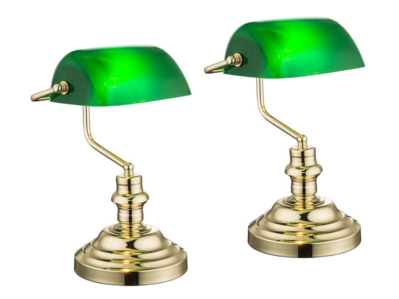 Globo Messing Tischleuchte mit Glasschirm antik Touch Ein//Aus Nachttischlampe