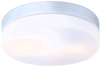 LED Deckenlampe fürs Bad, Alu silber mit Abdeckung opalweiß, Ø 24cm