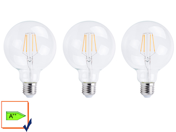 5er Set LED E27 6 Watt Leuchtmittel Glas Kugel Lampe FILAMENT DIMMER EEK A+