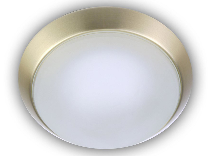 Deckenleuchte Glas satiniert Klarrand Zierring Messing matt / meine