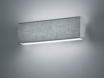 LED Wandleuchte LUGANO Stoff grau mit Schalter, Länge 25 cm, Up- / Downlight