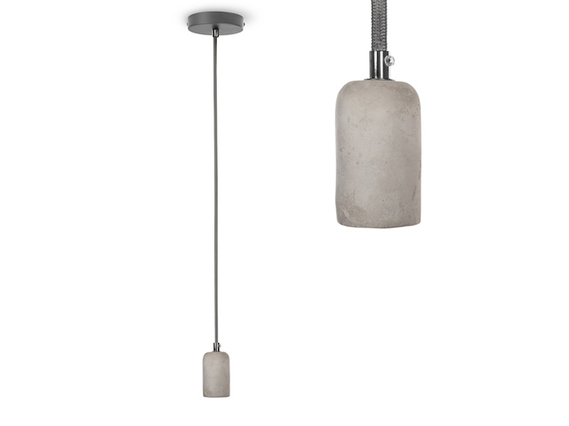 Vintage Schnurpendel aus Beton Stoff Kabel E27 Fassung Ø 5,5 cm Hängelampe
