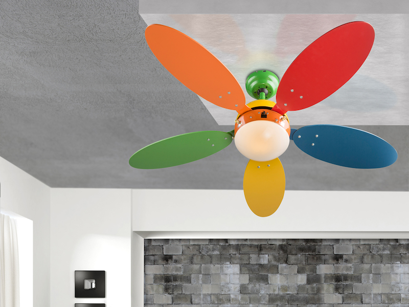 3 Stufen Deckenventilator mit Licht und Zugschalter, bunter Raumlüfter