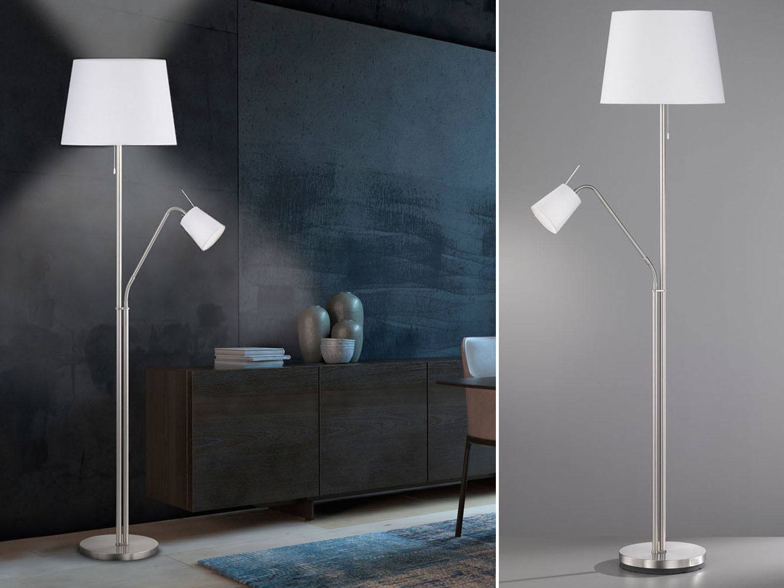 Designklassiker Stehlampen mit Stoffschirm Leselampen fürs Wohnzimmer Couch Sofa 